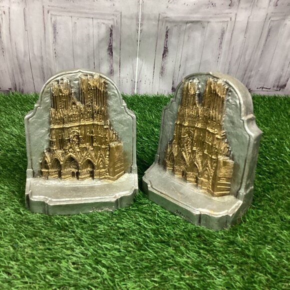 Rheims Notre Dame Cathedral Bookends Vintage - Picture 14 of 14